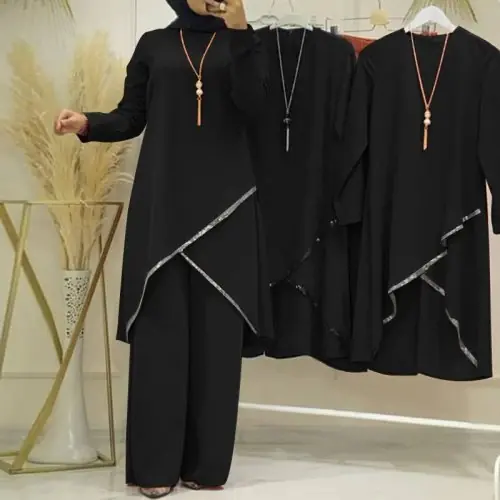 Image de Ensemble Eid Modeste pour Femmes - Kaftan Dubai & Pantalon Large