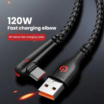 Image de Câble USB-C 120W Charge Rapide - Angle 90° Résistant