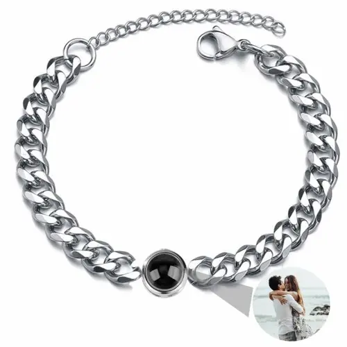 Image de Bracelet photo personnalisé en acier titane pour homme et femme