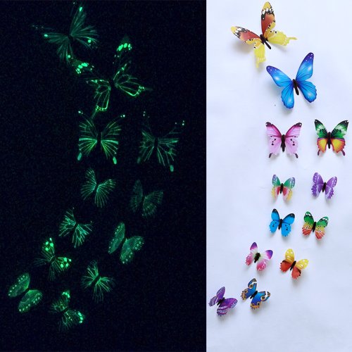 Afbeelding van Lichtgevende Vlinder Muurstickers - 3D Decoratie voor Thuis & Bruiloft