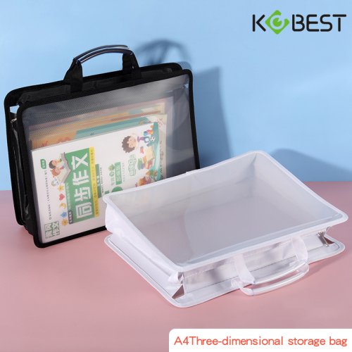 Immagine di Borsa Portaoggetti Trasparente Grande Capacità per File A4 – Borsa con Cerniera Impermeabile a Doppio Strato, Disponibile in 6 Colori per Ufficio e Studio