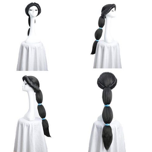 Imagen de Peluca de Cosplay Princesa Jasmine, Larga y Negra, Hecha con Pelo Sintético Resistente al Calor, Incluye Gorro para una Fijación Perfecta