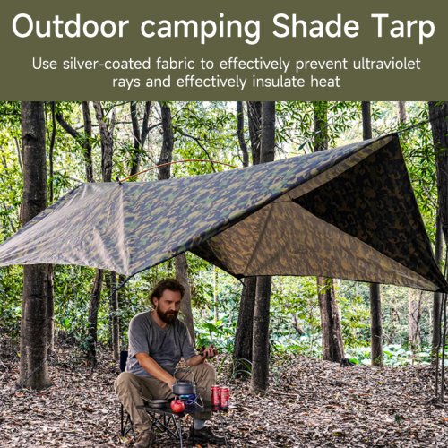 Image of Ultra-Lightweight Waterproof Tarp Hammock Rain Fly with Doors – Versatile Outdoor Camping Shelter for Backpacking and Adventure