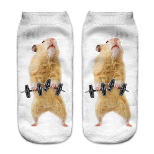 Image of Cute 3D Printed Animal Socks for Women – Kawaii Funny Pet Design, Soft Comfortable Fitness Socks with Hamster & Animal Motifs in Multiple Styles