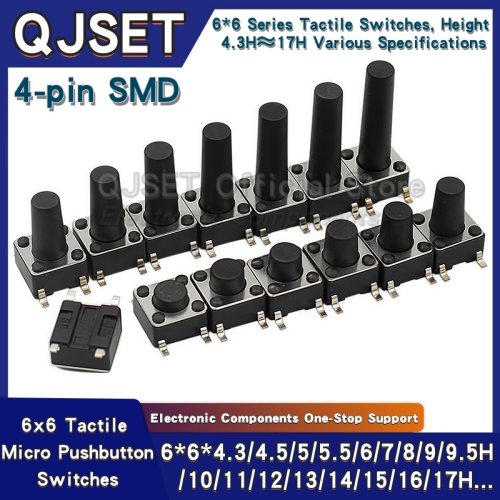 Imagen de Interruptores Táctiles SMD 6x6 mm - Paquete de 20 Unidades