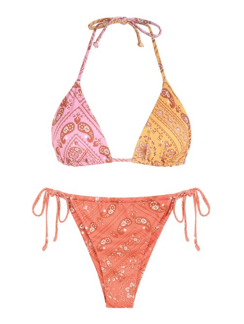 Afbeelding van ZAFUL Bloemenprint String Bikini Badmode Vrouwen Badpak Met Halter Gewatteerde Bikini Top En Tie Side Slips Bikini Bottom Sexy