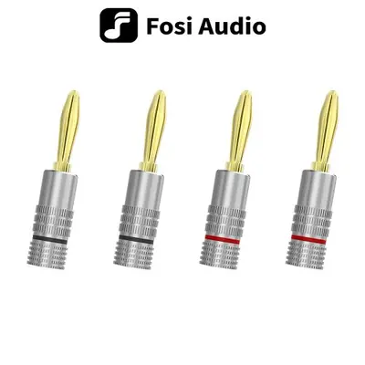 Image de Connecteurs Banane Or 24K - 2 Paires pour Haut-Parleurs & Ampli