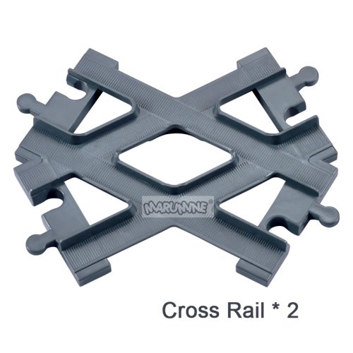 Afbeelding van Marumine 8PCS Bloktrein Recht Gebogen Spoor Crossover Onderdelen Spoorschakelaar Big Size Bouwstenen City View Accessoires