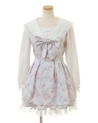 Image de Robe Lolita Bleu Marine Imprimée - Style Thé de l'Après-Midi