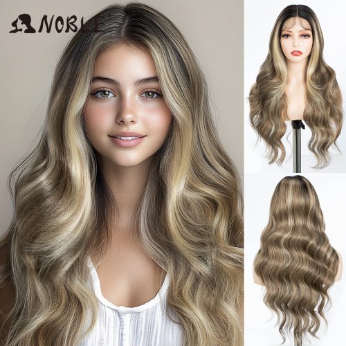Bild von Elegante Spitzenfront-Perücke mit Ombre-Blonde & Wellen
