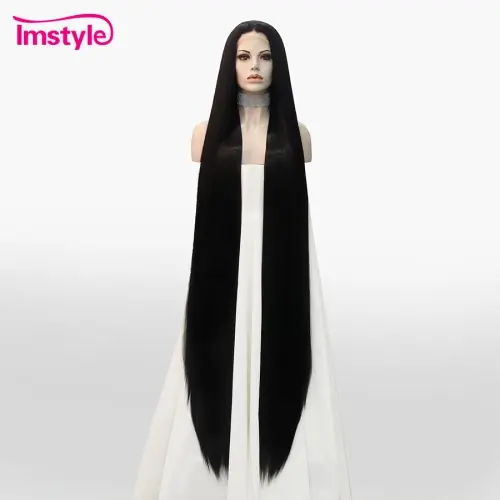 Image de Perruque Blonde Synthétique 60 Pouces - Cheveux Raides & Résistants à la Chaleur