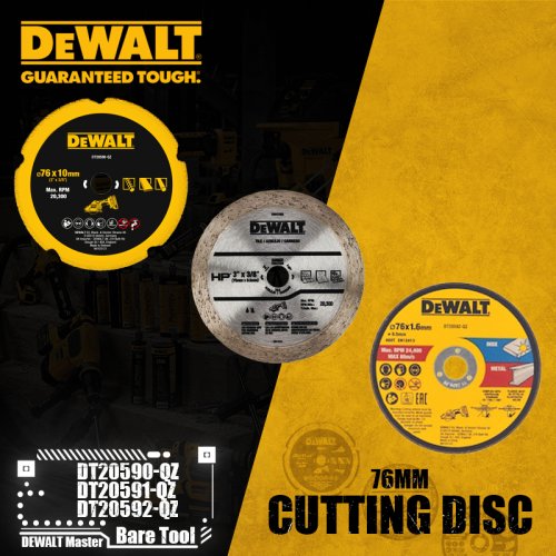 Image of DeWalt DT20590 QZ 76mm Multi-Material Blade, DT20591 QZ Diamond Tile Blade, DT20592 QZ Steel Cutting Blade – 3-Pack for DCS438 Oscillating Tool