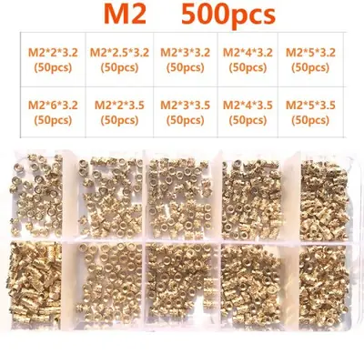 Image de Jeu d'écrous d'insertion M2 à M6 - Thermofusibles en laiton