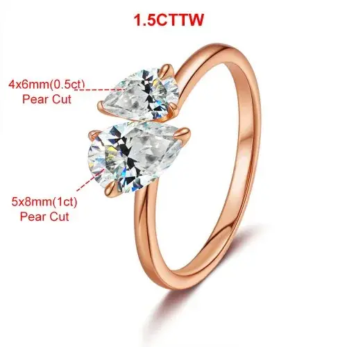 Image de Bague Moissanite Double Poire - Élégance & Éternité