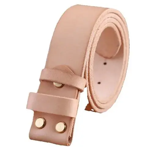 Image de Ceinture Homme Cuir Luxe Sans Boucle - Marron Chameau