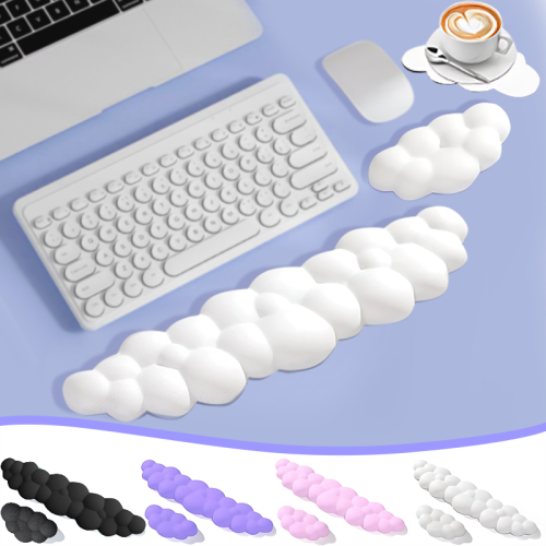 Image of Ergonomic Cloud-Shaped Memory Foam Wrist Rest Pad with Anti-Slip Desk Mat for Comfortable Typing and Mouse Use – Ideal Office Accessory for Long Hours