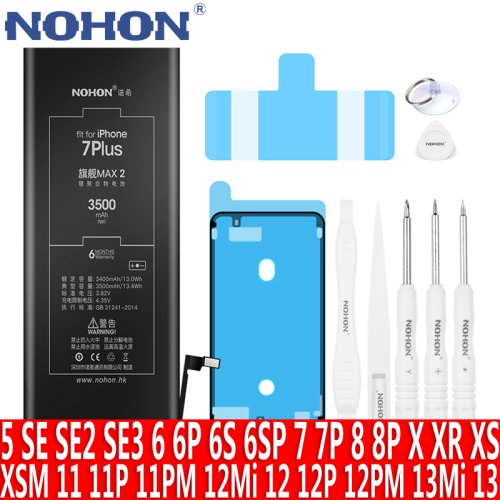 Imagen de Batería NOHON para iPhone 13 Pro MAX 12 Mini 11 6S 7 8 Plus X XS XR SE 2020 SE2 SE3 5 5S 5C 6 batería de polímero de litio de repuesto