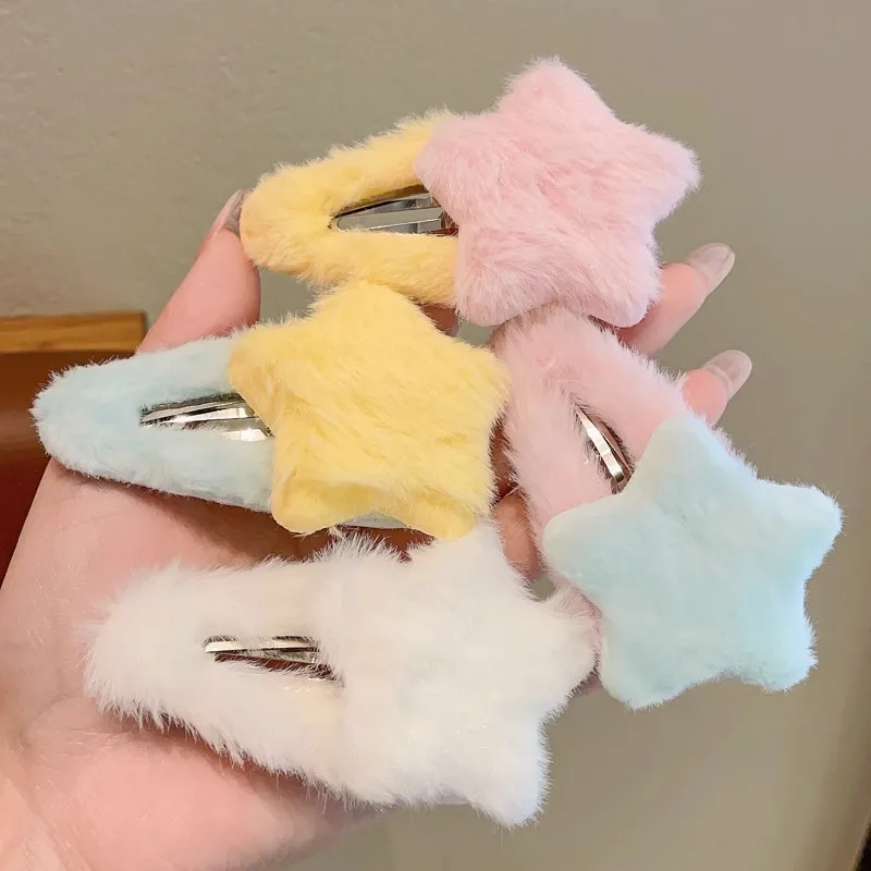 Zdjęcie Słodkie Pluszowe Spinki Y2K z Pentagramem – Modne Akcesoria Do Włosów