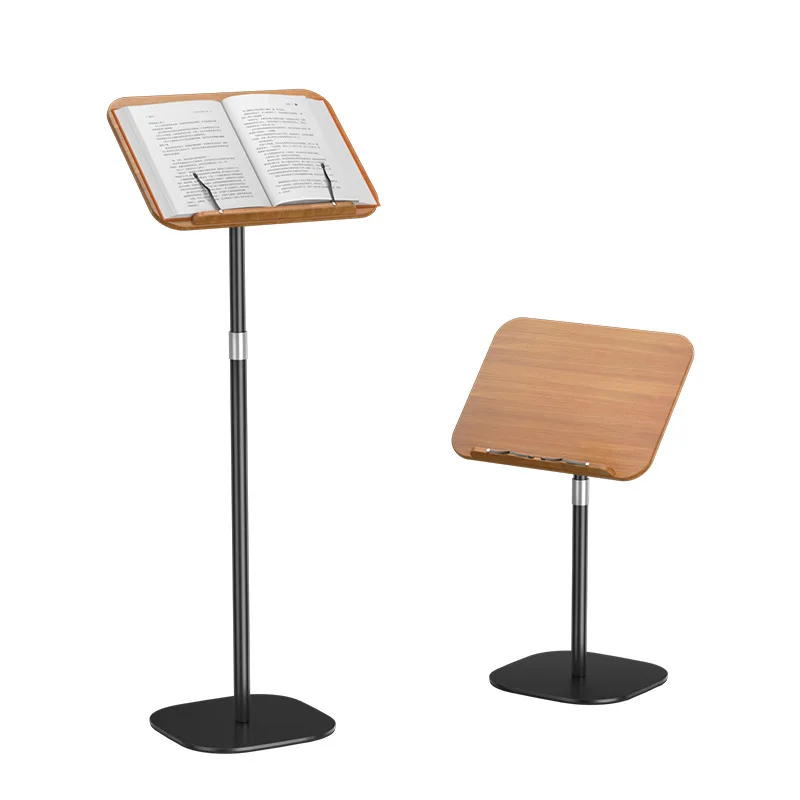 Imagen de Soporte para libros de madera, Base estable, soporte para manos libres giratorio y levantado, soporte para libros de cocina de altura ajustable, partituras
