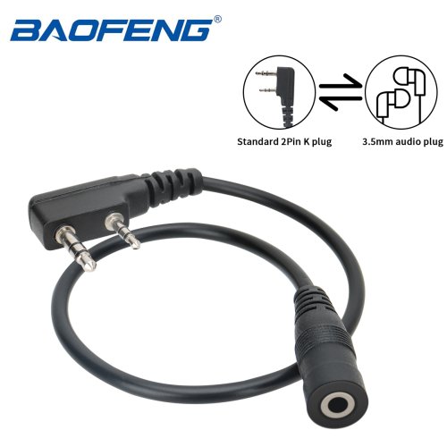 Afbeelding van Baofeng 2 Pin Tot 3.5Mm Walkie Talkie Headset Adapter Oorstuk Adapter Kabel Voor Baofeng UV-5R BF-888S Twee Weg Radio