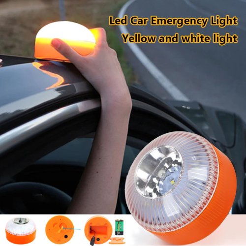 Afbeelding van LED Auto Noodverlichting V16 - Explosie Knipperlicht met Magnetische Inductie en Strobe Functie voor Verkeersveiligheid