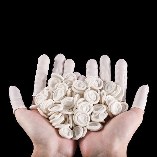 Image of Natural Rubber Fingertip Protectors - White Disposable Non-Slip Finger Covers for Resin Crafting, DIY Jewelry Making & Mold Tools