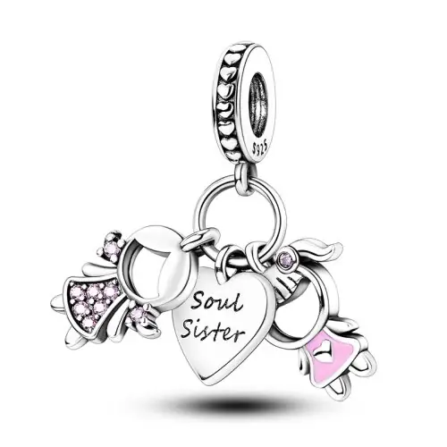 Image de Bracelet Breloques Princesse en Argent Sterling Rose