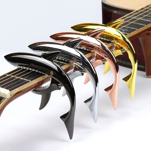Imagen de Capo de Tiburón de Metal para Guitarra Acústica y Eléctrica, Clip con Variación de Tonos, Puente de Bajo, Accesorio de Aleación de Zinc para Instrumentos Musicales