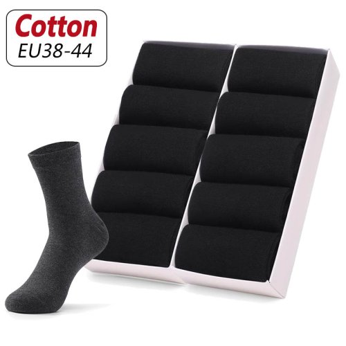 Bild von 10 Paar Herren Business Socken aus Baumwolle – Einfarbige, Antibakterielle, Nicht-Rutschende Komfortsocken für Büro und Alltag im Frühling und Herbst