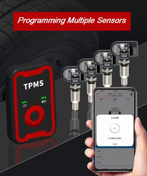 Bild von Programmierbares TPMS Reifendrucküberwachungssystem 2-in-1 mit 433 MHz und 315 MHz – Kompatibel mit Smartphone für einfache Einrichtung und Echtzeit-Monitoring