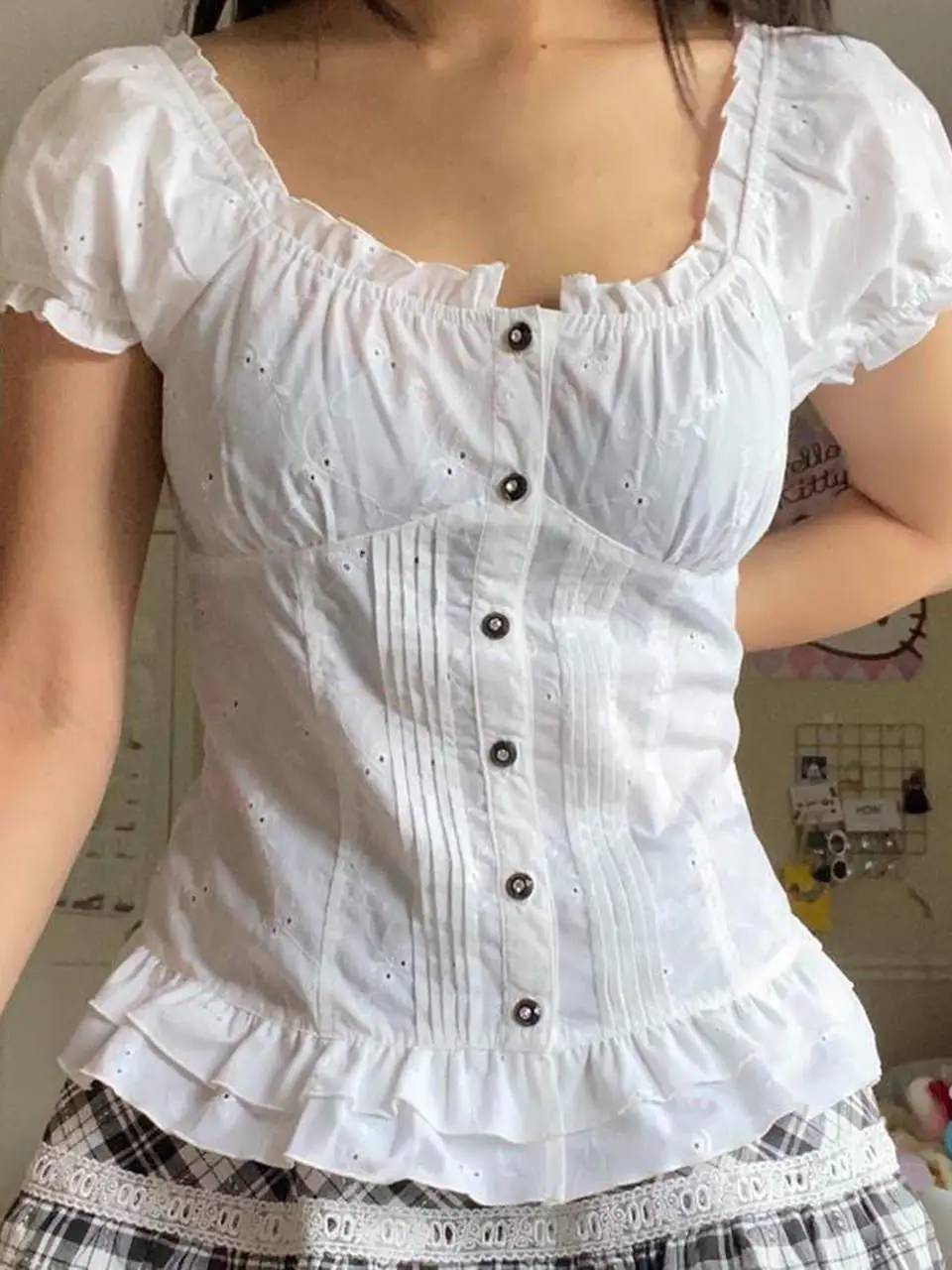 Bild von Kawaii Korsett-Tops für Damen – Vintage Y2K Stil mit Spitze