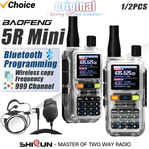 Image of Baofeng UV-5R Mini Walkie Talkie with Air Band, UHF/VHF Dual Band, Dual Watch, Dual PTT, Bluetooth, Type-C Charging, and Programming – Ideal for Camping, Ham Radio, and Outdoor Adventures