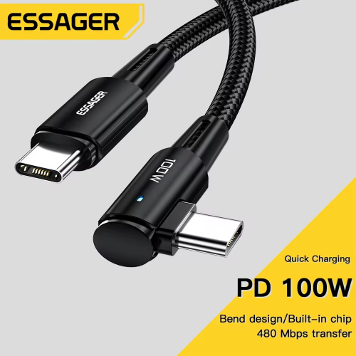 Zdjęcie Kabel USB-C 90° – Szybkie Ładowanie 100W dla iPad, MacBook Pro i Smartfonów