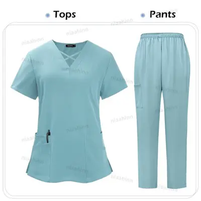Image de Uniforme Médical Femme - Ensemble Infirmière à Manches Courtes