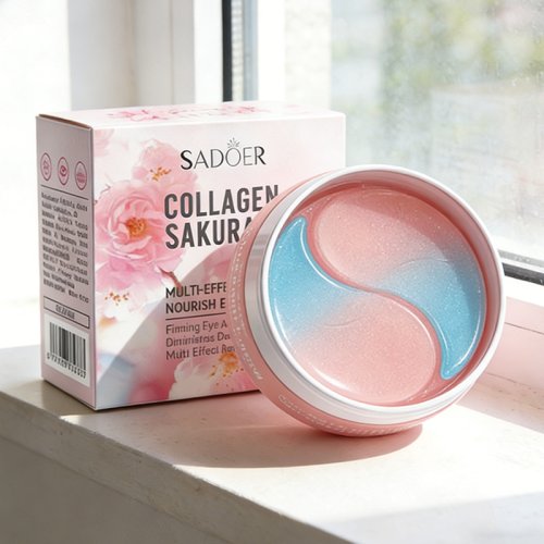 Image of 60pcs SADOER Sakura Collagen Eye Mask Anti Dark Circles Eyes Bags Removal Moisturizing Firming Eye Patches Skin Care for Eyes