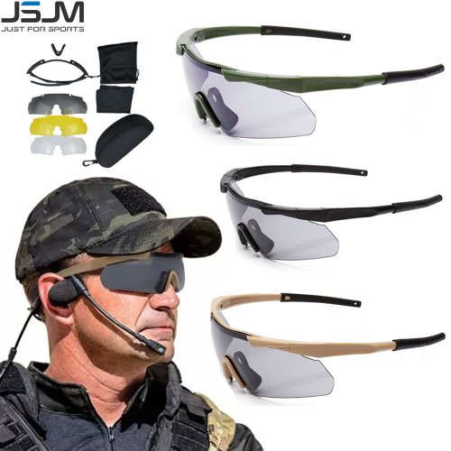 Bild von Taktische Schutzbrille mit HD-3-Objektiv – Winddichte Sportbrille für Airsoft, Motorrad, Bergsteigen und Outdoor-Aktivitäten