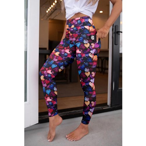 Image of High-Waisted 3D Printed Elastic Leggings for Women – Stylish, Stretchy & Comfortable Fitness Pants with Fashionable Pocket Design