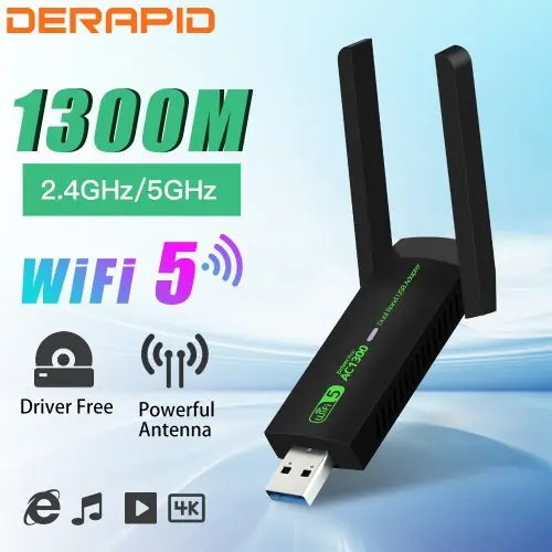 Image de Adaptateur WiFi USB 1300Mbps - Connexion Rapide & Stable