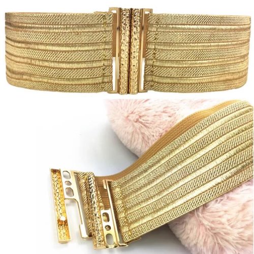 Immagine di Cintura Dorata Elastica - Fascia da Smoking Elegante per Donna