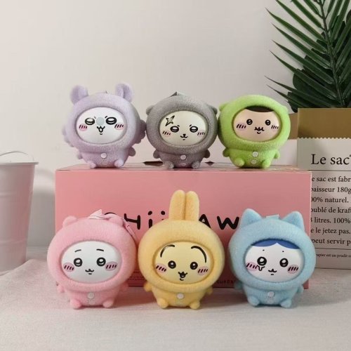 Afbeelding van Chiikawa Pyjama Serie met Verwisselbare Gezichten - Leuk en Grappig Hachiware Hangertje Speelgoed voor USAQI Vrienden, Ideaal als Cadeau