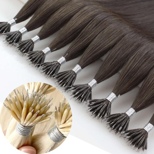 Zdjęcie Naturalne włosy remy z nano ringami i mikro koralikami – europejskie doczepy z prawdziwych ludzkich włosów, długość 18–30 cali, 100% naturalne włosy