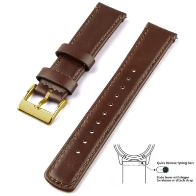 Image de Bracelet Montre Cuir Véritable 20-22mm - Compatible Samsung Galaxy