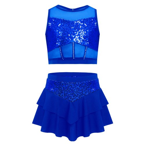 Imagen de Conjuntos de baile de Ballet con lentejuelas brillantes para niñas, traje de patinaje y gimnasia, tr...