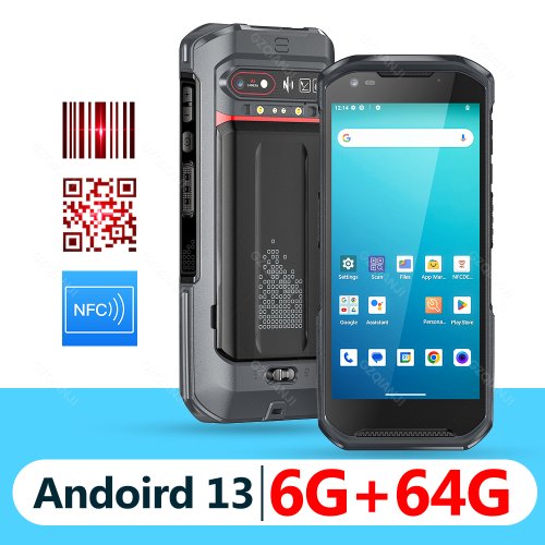 Image of Rugged Android 13 PDA Mobile Data Terminal with 6GB RAM, 64GB Storage, 1D/2D Barcode Scanner, NFC, 5200mAh Battery, and MTK6769 Chipset