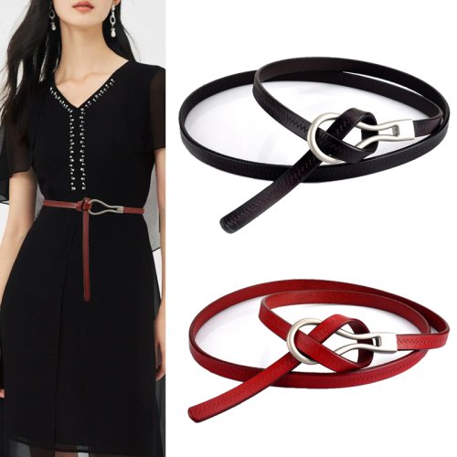 Imagen de Cinturón de Cuero Genuino Anudado para Mujer – Diseño Elegante y Ajustable para Faldas y Abrigos