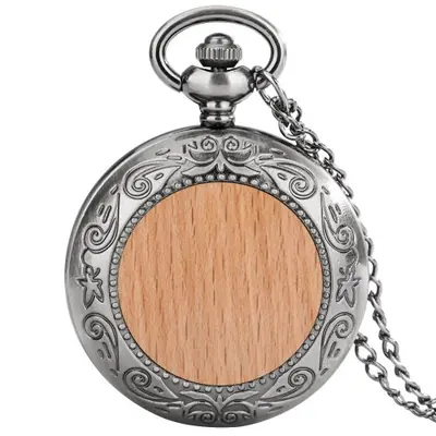 Image de Montre de Poche en Bois de Hêtre - Élégance Naturelle & Précision