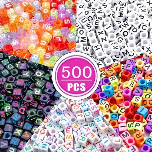 Image de Perles Alphabet Acrylique A-Z - DIY Bijoux