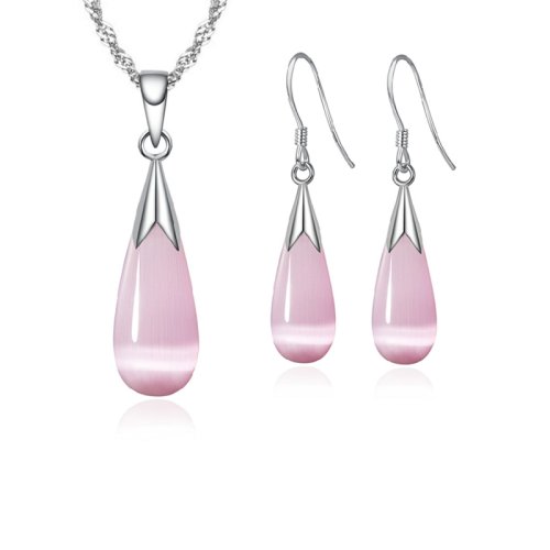 Image de Ensemble Bijoux Argent Sterling 925 - Opale & Œil de Chat