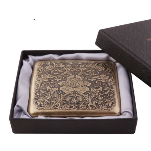 Imagen de Caja de cigarrillos de Metal Vintage con caja de regalo, contenedor de 20 Uds., soporte para tabaco ...