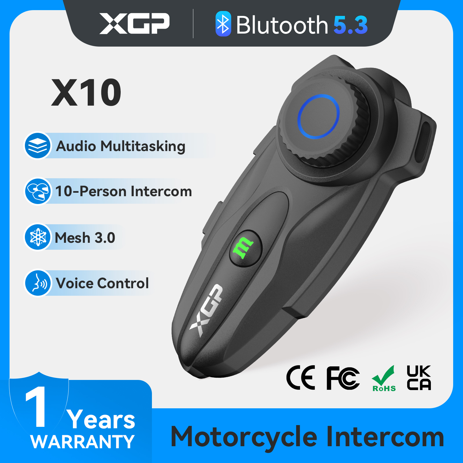 Immagine di Cuffie Moto Bluetooth XGP X10 con Comunicazione Mesh 3.0